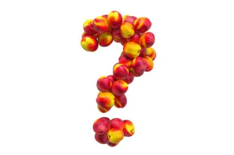 Question mark from nectarines or peaches. 3D rendering Stock Illustration