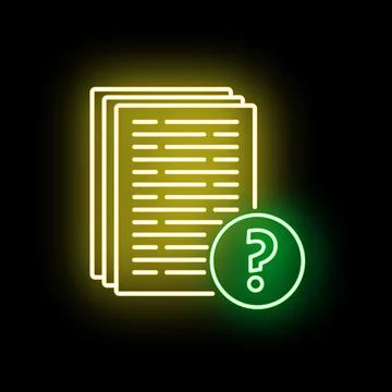Question mark neon icon representing documents information or help Ilustración de archivo