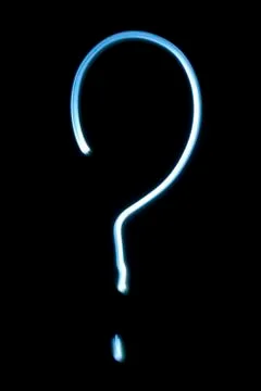 The question mark from neon light. Stock Photos