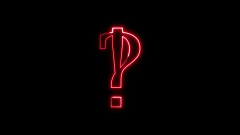 Question mark neon sign appears with glowing red light on a black screen. 動画素材 337330781