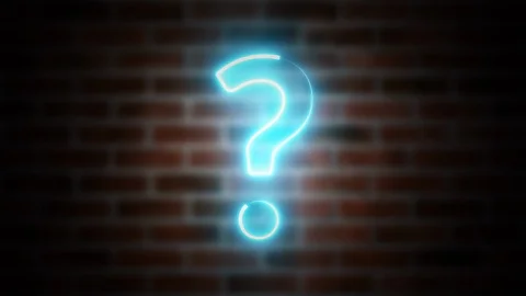 Question mark neon sign on a background of brickwork, computer generated. 3d Video stock 120159511