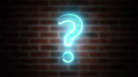 Question mark neon sign on a background of brickwork, computer generated. ... Stock Photos