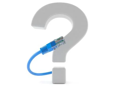 Question mark with network cable Stock Illustration