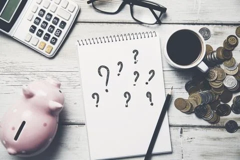 Question mark on notepad Stock Photos