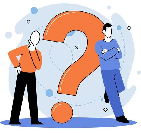 Question mark, obtaining information of interest. FAQ help. Problem and solution Stock Illustration