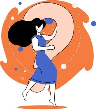 Question mark, obtaining information of interest. FAQ help. Problem and solution Stock Illustration
