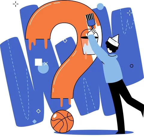 Question mark, obtaining information of interest. FAQ help. Problem and solution Stock Illustration