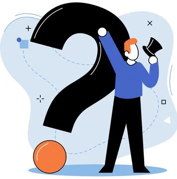 Question mark, obtaining information of interest. FAQ help. Problem and solution Stock Illustration