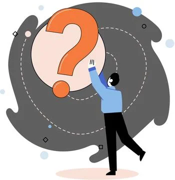 Question mark, obtaining information of interest. FAQ help. Problem and solution Stock Illustration