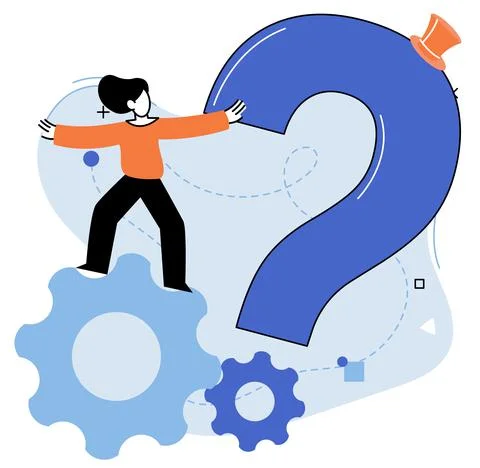 Question mark, obtaining information of interest. FAQ help. Problem and solution Stock-Illustration