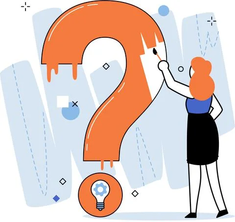 Question mark, obtaining information of interest. FAQ help. Problem and solution Stock-Illustration
