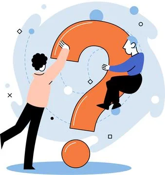 Question mark, obtaining information of interest. FAQ help. Problem and solution 스톡 일러스트
