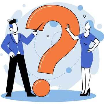 Question mark, obtaining information of interest. FAQ help. Problem and solution Stock Illustration