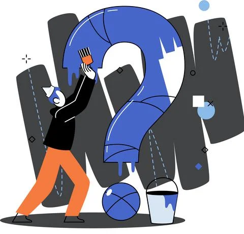 Question mark, obtaining information of interest. FAQ help. Problem and solution Stock Illustration