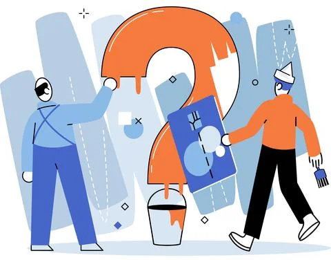 Question mark, obtaining information of interest. FAQ help. Problem and solution Stock Illustration