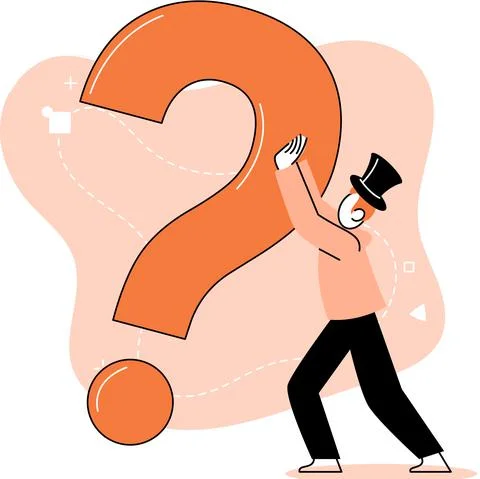 Question mark, obtaining information of interest. FAQ help. Problem and solution Stock-Illustration