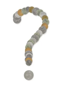 Question mark with old money Stock Photos