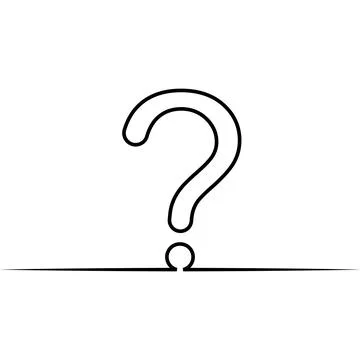 Question mark one line, drawing continuous query creative support FAQ Stock Illustration
