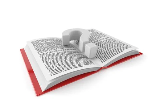 Question mark on open book Stock Illustration