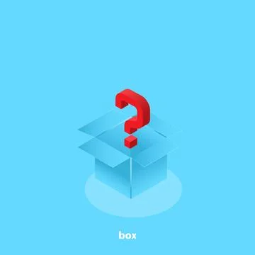 Question mark in an open box, isometric image Stock Illustration