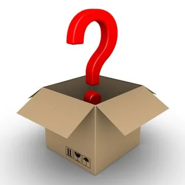Question mark in an opened parcel Illustrazione stock