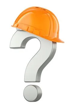 Question mark with orange hard hat, 3D rendering Stock Illustration
