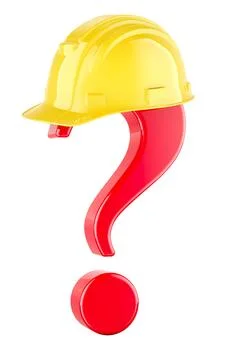 Question mark with orange hard hat, 3D rendering Stock Illustration