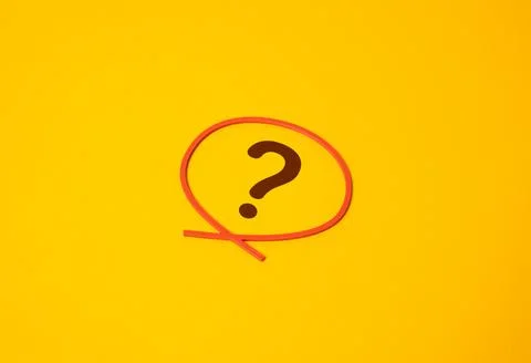 The question mark is outlined in a red circle. Focus on a question or uncer.. Stock Photos