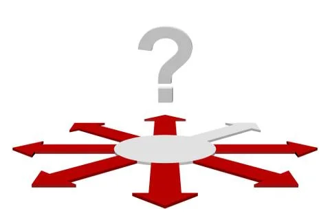 Question mark over arrows Stock Illustration