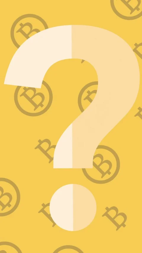 Question mark over Bitcoin symbols on yellow background Stock Footage 342910804