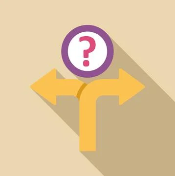 Question mark over diverging arrows choosing direction Stock Illustration