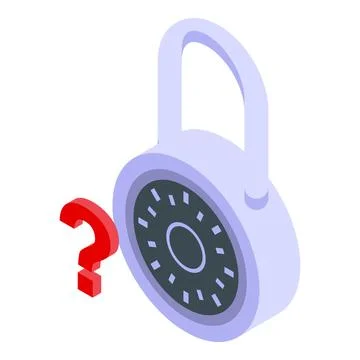 Question mark padlock icon isometric vector. Two steps authentication Stock Illustration