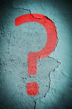 Question mark painted on cracked wall Stock Photos