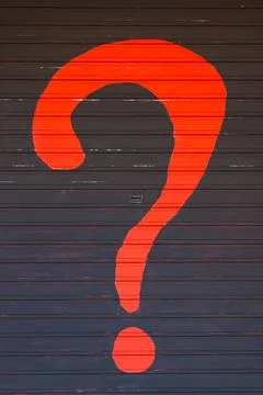 Question mark painted on a shutter Stock Photos