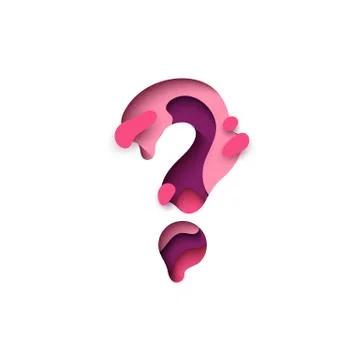 Question mark of paper cut. Design 3d sign isolated on white background. Illustrazione stock
