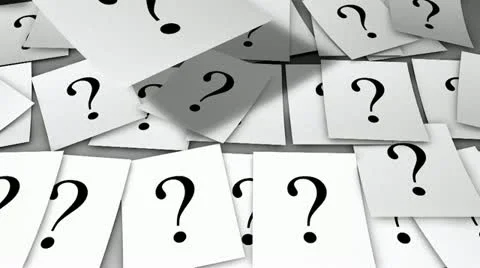 Question mark on papers, background, concept. Stock Footage