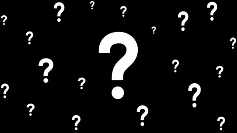 Question Mark Pattern on Black Background: White Marks Create Mystery Stock Footage 318981160