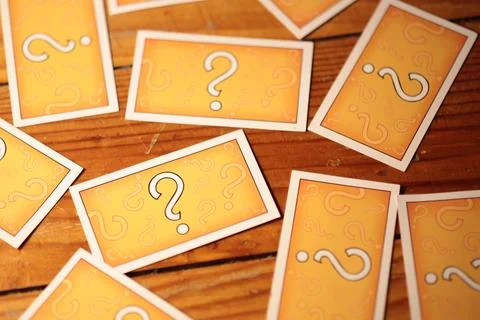 Question mark on pattern cards Stock Photos