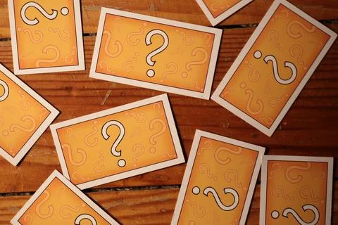 Question mark on pattern cards Stock Photos