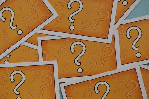 Question mark on pattern cards Stock Photos