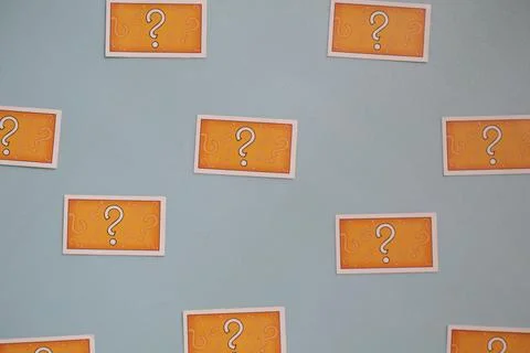 Question mark on pattern cards Stock Photos