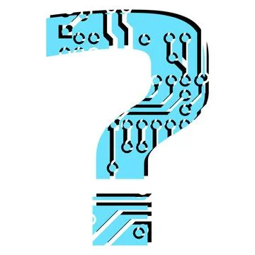 Question mark perforated with PCB circuit board tracks isolated on white. ... Stock Photos