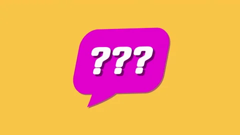 Question mark on a pink speech bubble, yellow background, cartoon style Stock Footage 221200620