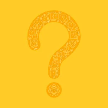 Question mark pixel perfect shaped concept filled with editable linear icons Stock Illustration