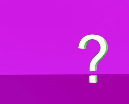 Question mark on plain purple background, 3d render Stock Illustration