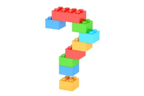 Question mark from plastic building blocks, 3D rendering Ilustración de archivo