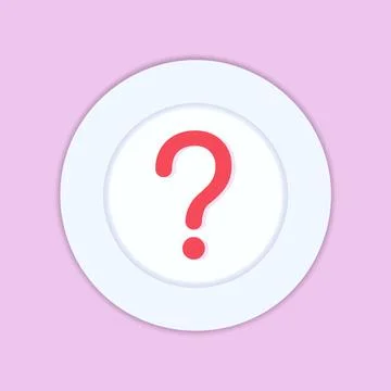 Question mark on a plate. Dishes without food. Guess what is on the plate Stock Illustration