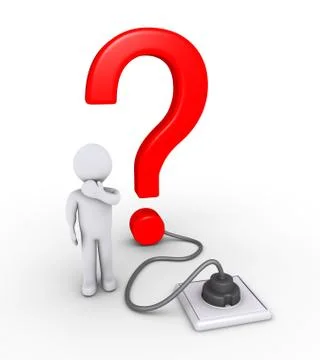 Question mark plugged in and a person Stock Illustration