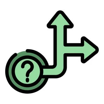 Question mark presenting different directions with arrows pointing up and rig Stock Illustration