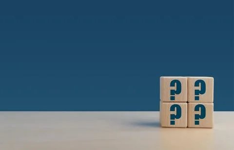 Question mark problem icon on wooden cube. 스톡 사진